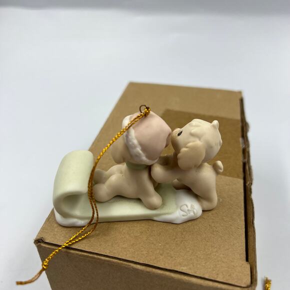 Vintage Precious Moments Enesco 1997 Ornaments Puppy Sled Christmas Angel - Picture 9 of 11